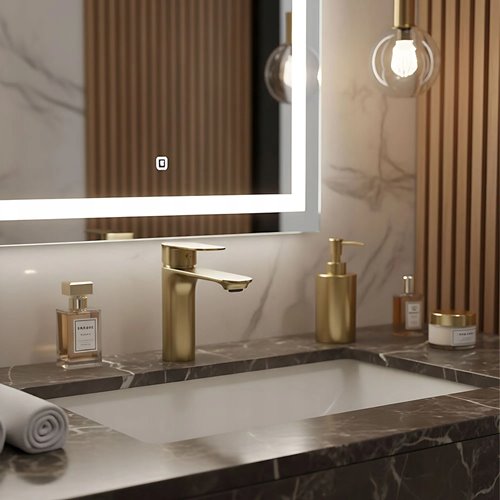 Bateria umywalkowa złoto szczotkowane Rea Drop