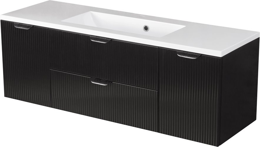 Szafka łazienkowa z umywalką wisząca szklane fronty czarny mat 120 cm Bravia Gante