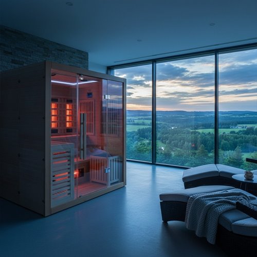 Sauna Combo na podczerwień + fińska 4-osobowa 160x160 cm Helsi3 6KW