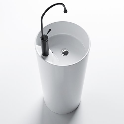 Umywalka wolnostojąca ceramiczna owalna biała 85x40 cm LINO-WH-400