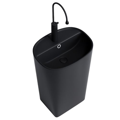 Umywalka wolnostojąca ceramiczna owalna czarny mat 49x37x83 cm CLARO-MTB-490