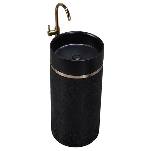 Umywalka wolnostojąca ceramiczna okrągła czarna 86x40 cm SCOT1-BL-WOF-860