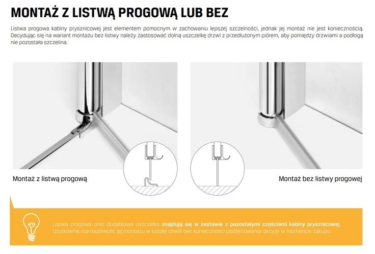 Kabina prysznicowa 100x100 D-0146A/D-0093B-WP New Soleo New Trendy wspornik równoległy