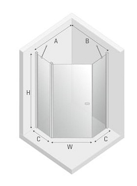 Kabina prysznicowa pięciokątna 80x80 K-0606 New Soleo