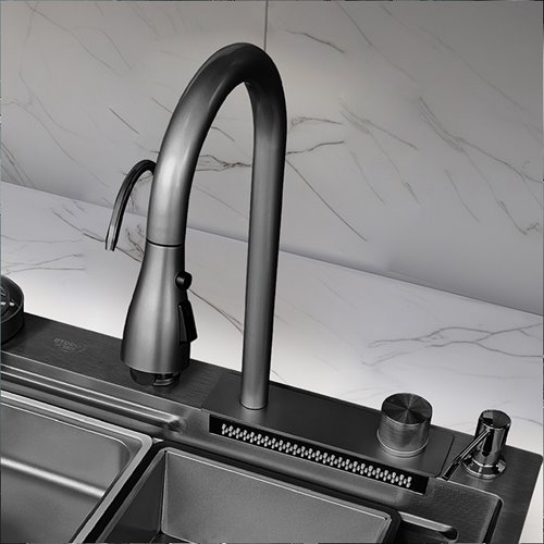 Zlewozmywak kuchenny stalowy jednokomorowy czarny COBA 68X46 ASI 304