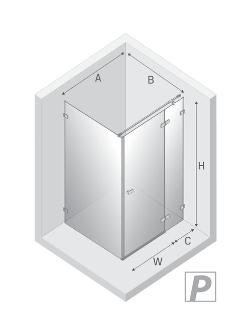 Złota kabina prysznicowa prawa 100x80 EXK-1671 Avexa Gold Shine New Trendy
