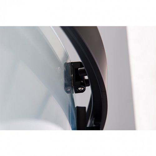 Czarna kabina prysznicowa półokrągła 80x80 drzwi rozsuwane BS01A