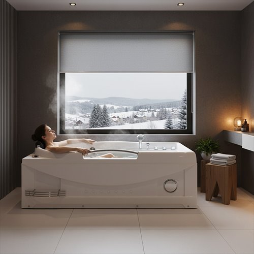 Wanna z hydromasażem prostokątna podgrzewacz wody Ramzes 634 168 cm