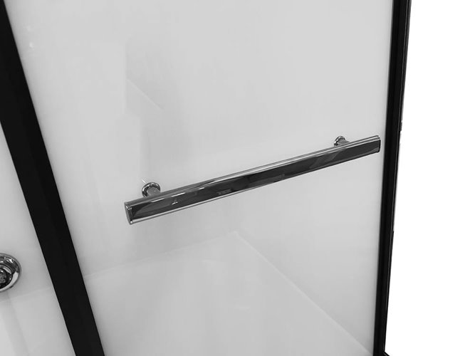 Biała kabina prysznicowa z hydromasażem i sauną parową prostokątna zabudowana 170x85 MO-0505-170WS