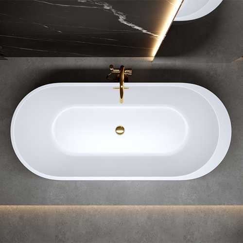 Wanna wolnostojąca biała przelew i korek złoty 150 cm Porto Hydrosan