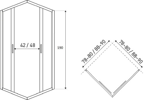 Kabina prysznicowa 80x80 czarne profile Tiara Square Kerra