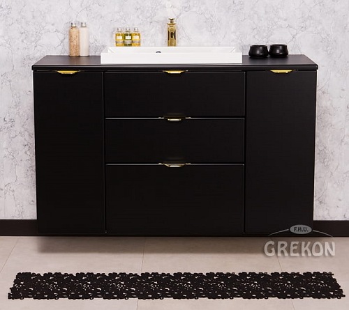 Czarna szafka łazienkowa z umywalką 120/3 cm Liv Victa