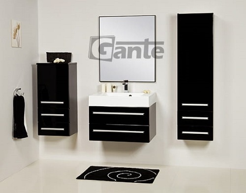 Lustro łazienkowe prostokątne 70x80 cm czarna rama