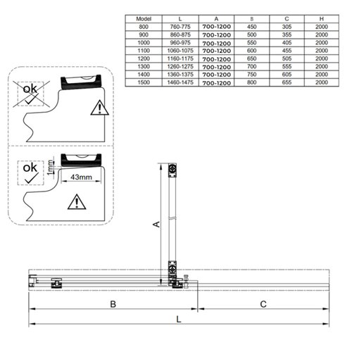 Ścianka prysznicowa rozsuwana szkło 8 mm szerokość 100 cm ASTRA-CH-A-100