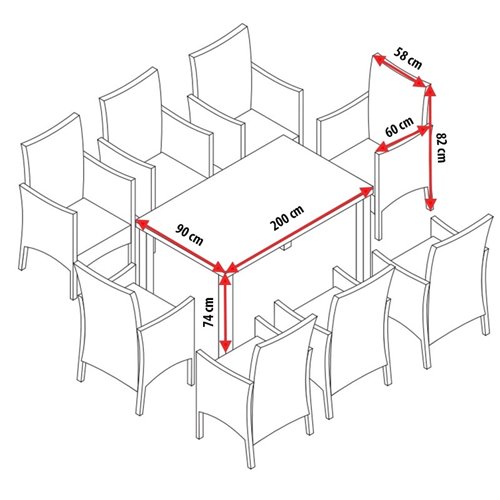 Zestaw mebli ogrodowych z technorattanu stół + krzesła 8 osób Santos brąz