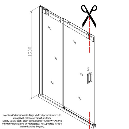 Złote drzwi prysznicowe do wnęki 105-110 cm rozsuwane SH03CG szkło 8 mm