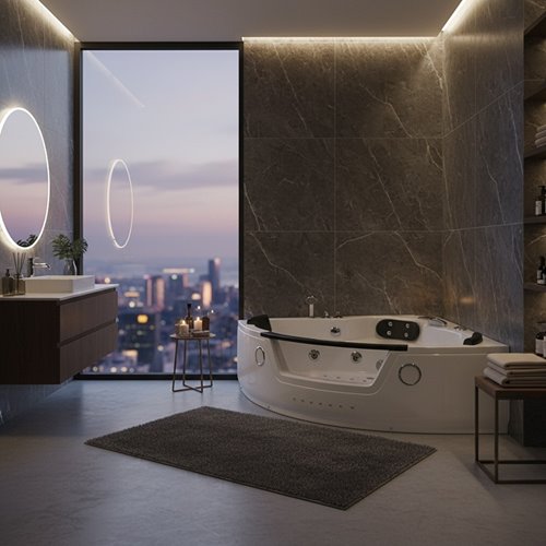 Wanna z hydromasażem narożna podgrzewacz wody 152x152 cm Tiga 604