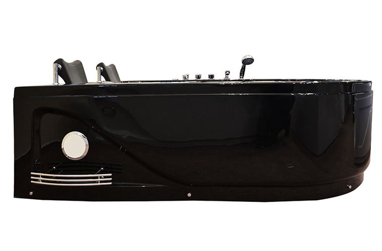 Czarna wanna z hydromasażem dwuosobowa 180x120 cm MO-1631BHC Lewa