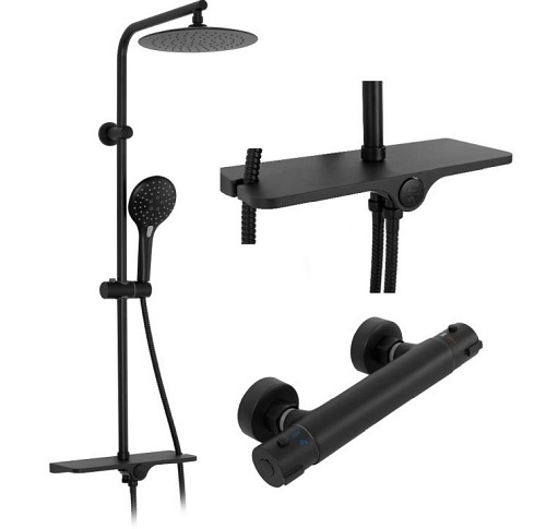 Czarny zestaw prysznicowy z termostatem Mike Rea