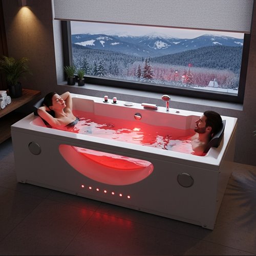 Wanna z hydromasażem prostokątna podgrzewacz wody Levante 659 180x90 cm