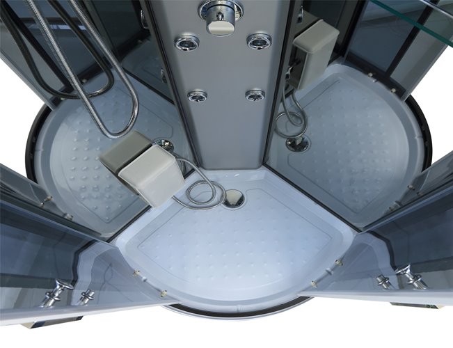 Kabina prysznicowa sauna parowa hydromasaż półokrągła zabudowana czarna 90x90 MO-0513BBS