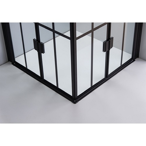 Czarna kabina prysznicowa kwadratowa loft szprosy drzwi składane 90x90 BS08B