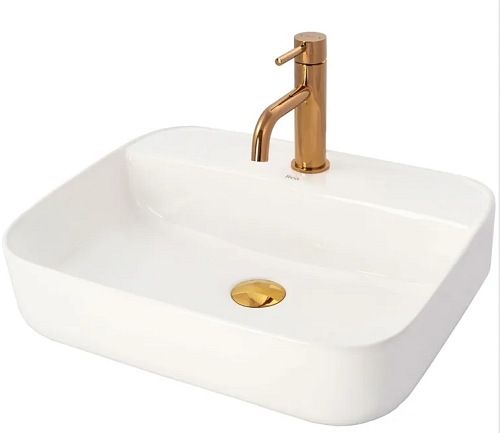 Bateria umywalkowa niska kolor miedzi Lungo Gold Rose Rea