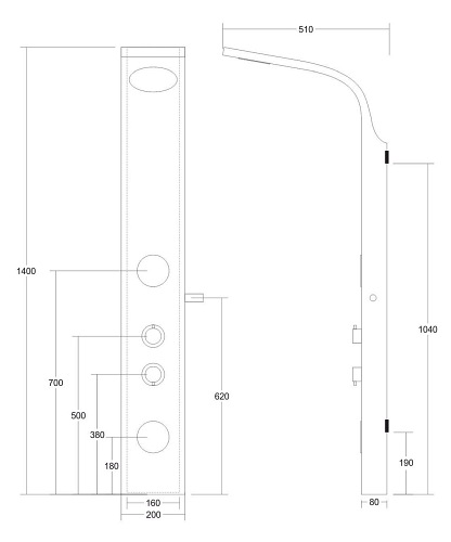 Panel natryskowy bambusowy czarny bateria mieszacz B-231M Bali Corsan