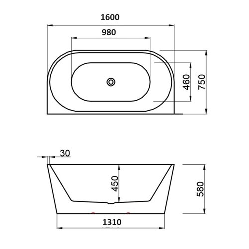 Wanna wolnostojąca przyścienna czarne wykończenie 160 cm Lena Hydrosan
