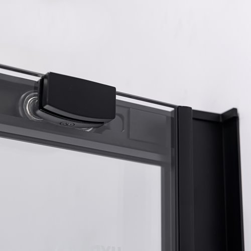 Czarna kabina prysznicowa kwadratowa Super Slim Nova 90x90 drzwi rozsuwane