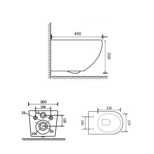 Zestaw podtynkowy stelaż GEBERIT DUOFIX + miska FLOW-WH-TR-03 + przycisk DELTA 50 czarny mat