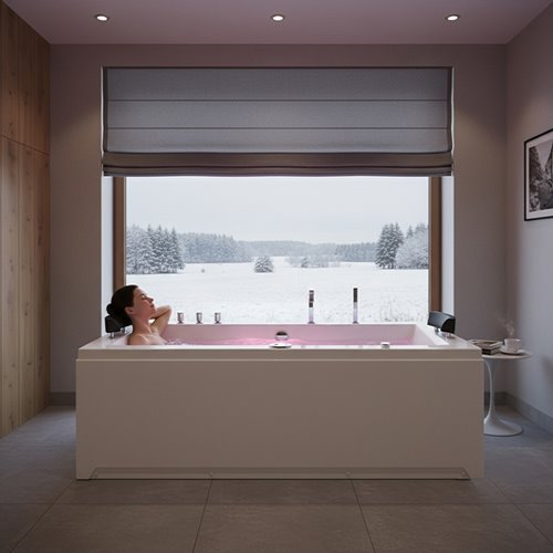 Wanna z hydromasażem prostokątna podgrzewacz wody Ramona 640 180x90