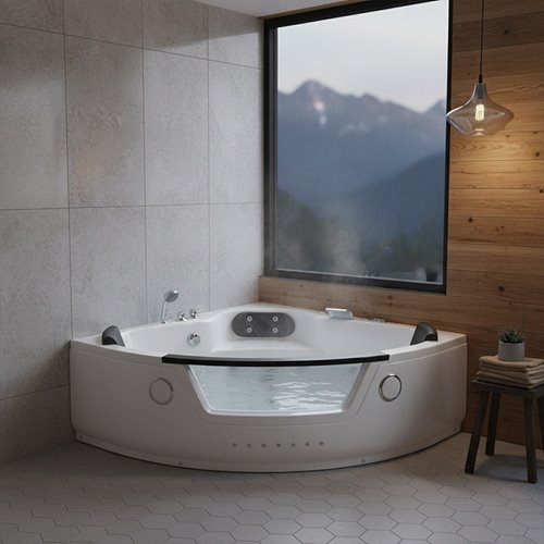 Wanna z hydromasażem narożna podgrzewacz wody 152x152 cm Tiga 604
