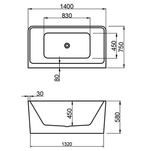 Wanna wolnostojąca złoty przelew oraz korek przyścienna 140 cm Sofia Hydrosan