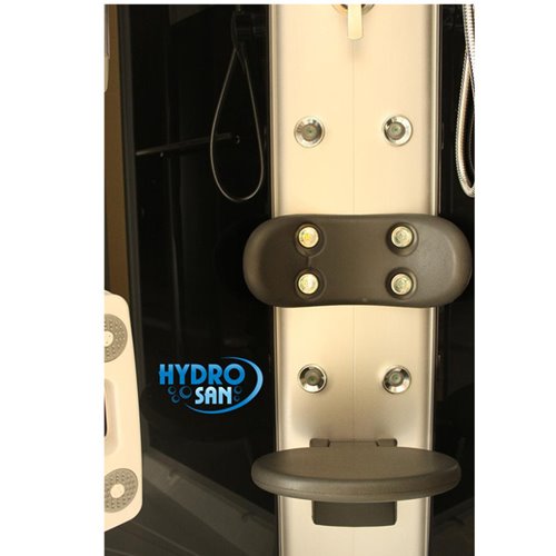 Kabina prysznicowa z hydromasażem i sauną niski brodzik czarne ściany 80x80