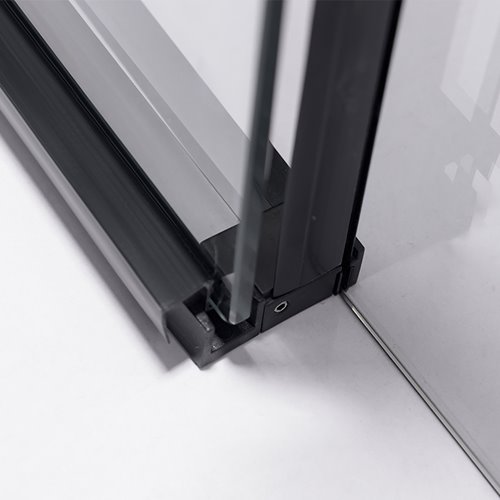 Czarna kabina prysznicowa kwadratowa Super Slim Nova 80x80 drzwi rozsuwane