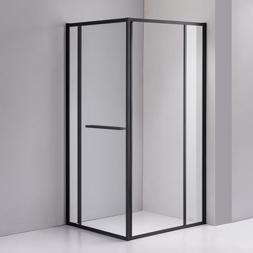 Czarna prostokątna kabina prysznicowa Kira 110x80 drzwi rozsuwane do wewnątrz