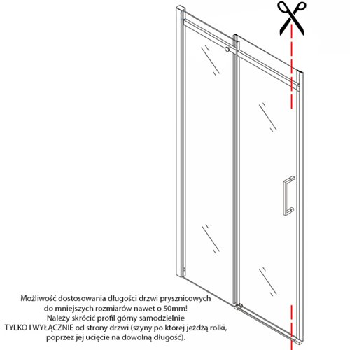 Drzwi prysznicowe do wnęki 105-110 cm rozsuwane czarny profil szkło 8 mm KZ09B