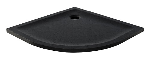 Mild Stone New Trendy B-0579 czarny brodzik prysznicowy półokrągły 80x80 cm niski struktura kamienia