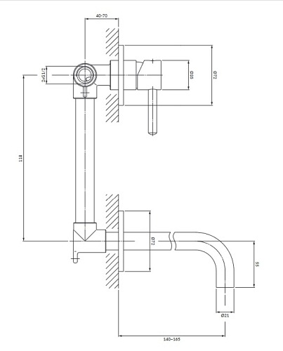 Bateria umywalkowa podtynkowa Y1215NBL Omnires Y czarna