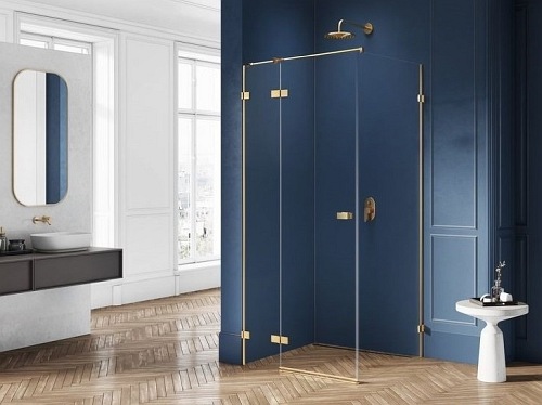 Złota szczotkowana kabina prysznicowa lewa 80x70 EXK-1728 Avexa Gold Brushed New Trendy
