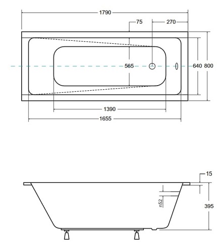 Wanna prostokątna do zabudowy 180 cm Modern Slim Besco
