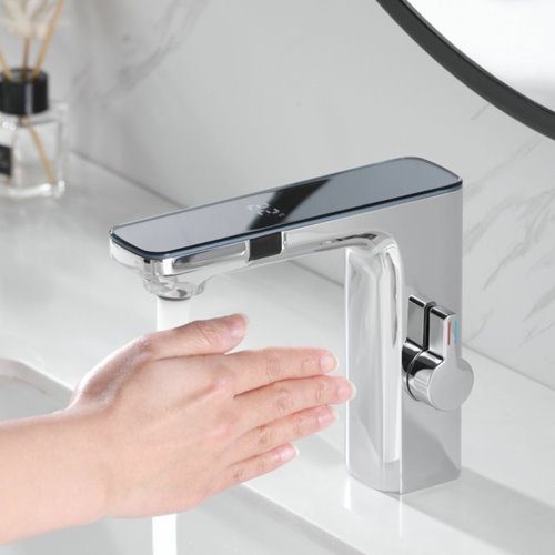 Chromowana bateria bezdotykowa automatyczna F14A LCD