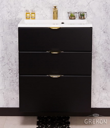 Czarna szafka łazienkowa z umywalką 60/3 cm Victa