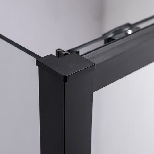 Czarna prostokątna kabina prysznicowa Super Slim Nova 120x80 drzwi rozsuwane