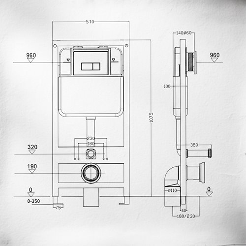 Zestaw podtynkowy kompletny stelaż + miska MIZU-WH-TR-03 + przycisk Button-4-BL biały