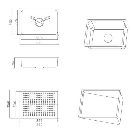 Zlewozmywak kuchenny stalowy jednokomorowy czarny ARGOS 68X46 ASI 304