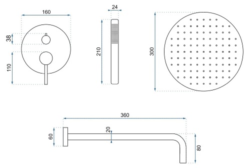 Czarny zestaw natryskowy podtynkowy Lungo Black Rea