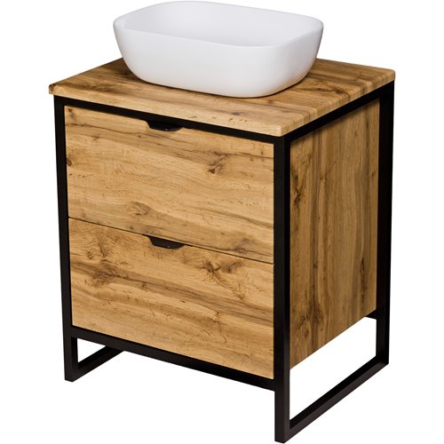 Szafka stojąca z białą umywalką styl loftowy 60 cm seria New York