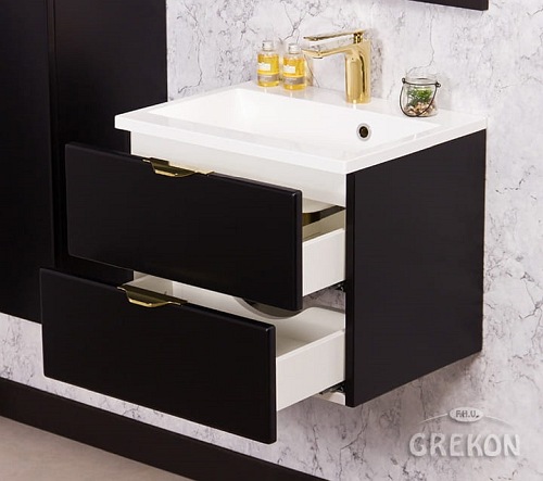 Czarna szafka łazienkowa z umywalką 50 cm Victa